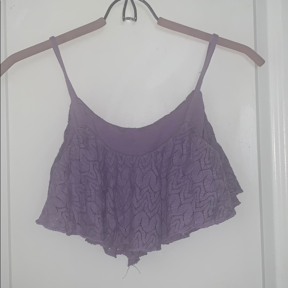Lavender Ruffled Crop Top - Picture 3 of 5